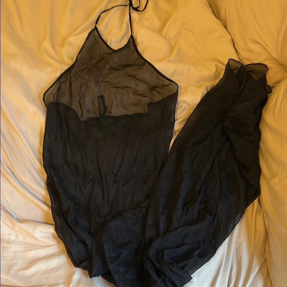 Skims Romance Sheer Black Halter Dress